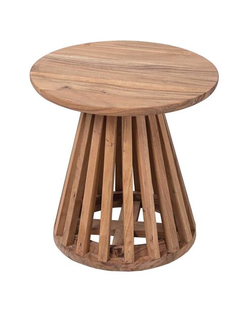Table d'appoint ronde bois massif acacia kfir naturel ciré - 50x50x48 cm