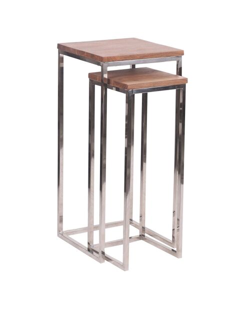 2 Selettes acacia stainless marron