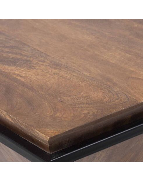 Pyramiden-Couchtisch aus Holz und Metall, Akazie, Sirocco-Braun - 80x80x45 cm