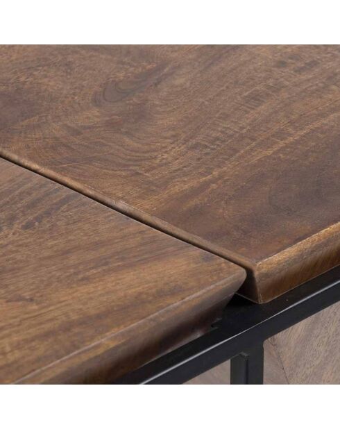 Pyramiden-Couchtisch aus Holz und Metall, Akazie, Sirocco-Braun - 80x80x45 cm