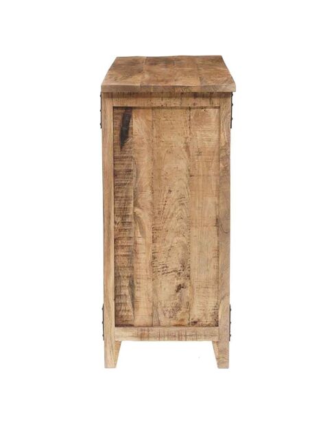 Meuble bar 2 tiroirs manguier farm brun/miel - 115x45x100 cm