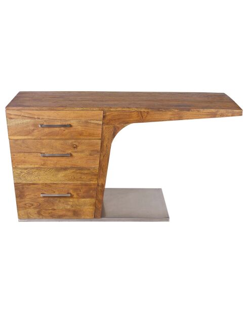 Bureau design acacia stainless marron - 150x60x76 cm