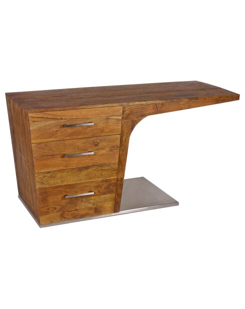 Bureau design acacia stainless marron - 150x60x76 cm