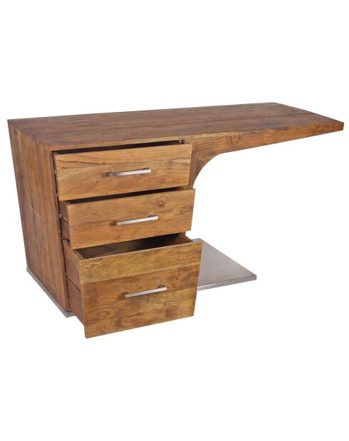 Bureau design acacia stainless marron - 150x60x76 cm