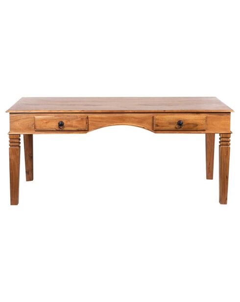 Bureau 2 tiroirs acacia tyria marron - 140x75x76 cm