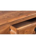 Bureau 2 tiroirs acacia tyria marron - 140x75x76 cm