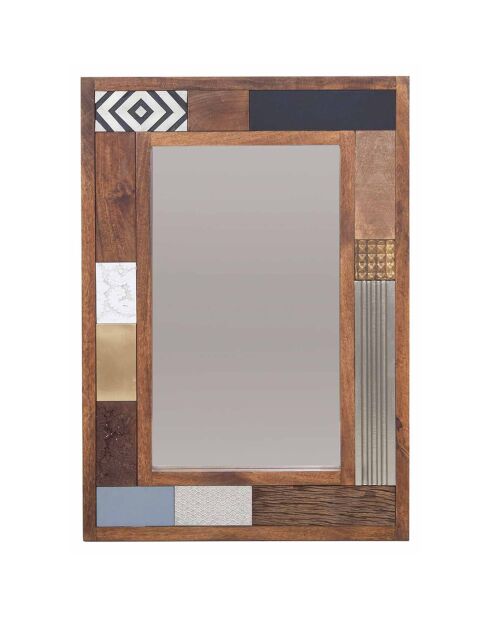 Miroir peau de vache bois sculpté manguier terranova marron - 100x4x70 cm