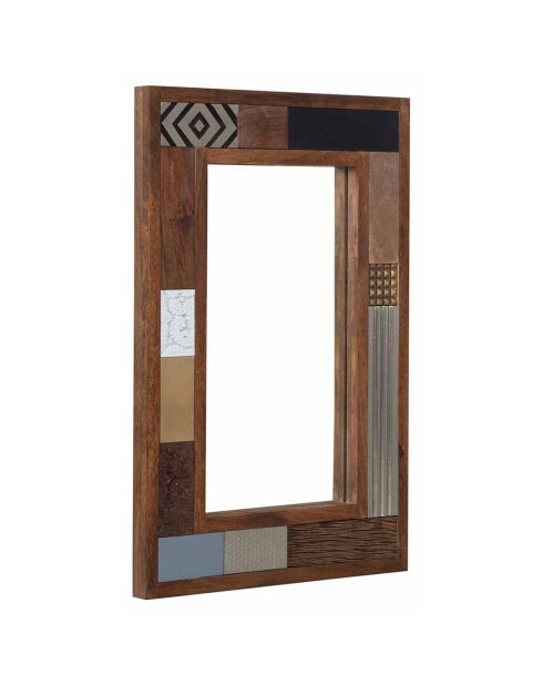 Miroir peau de vache bois sculpté manguier terranova marron - 100x4x70 cm