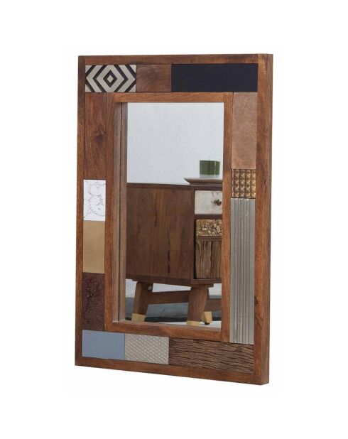 Miroir peau de vache bois sculpté manguier terranova marron - 100x4x70 cm