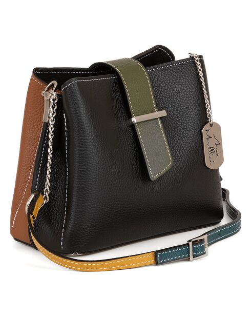 Ciosa Schultertasche aus schwarzem Leder - 22x17x10 cm