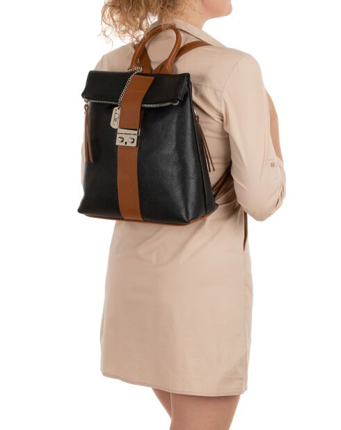 Sac à dos en Cuir Azalea noir - 30x31x11 cm