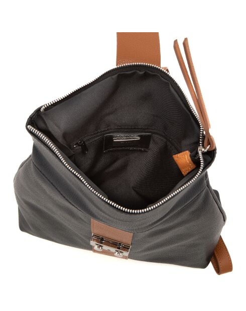 Sac à dos en Cuir Azalea noir - 30x31x11 cm