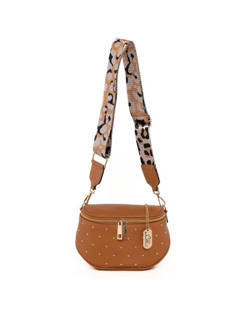 Bruine leren heuptasje van Domenica - 19x15x8 cm