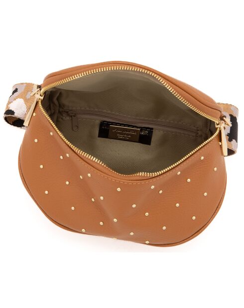 Bruine leren heuptasje van Domenica - 19x15x8 cm