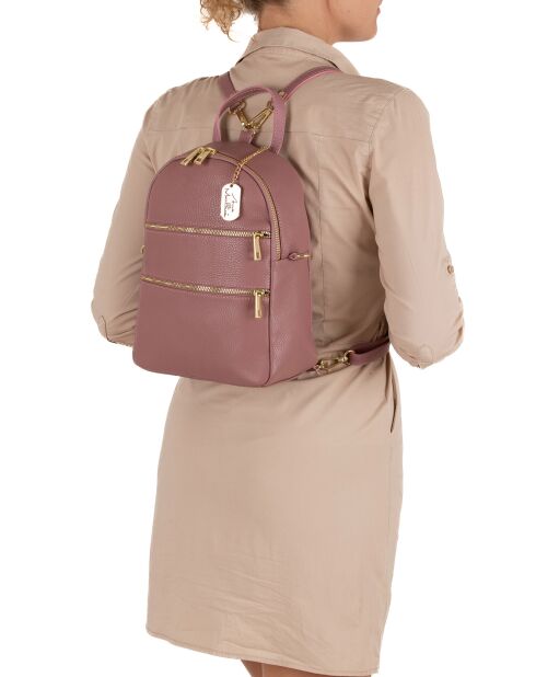 Sac à dos en Cuir Zeolla rose - 22x29x11 cm