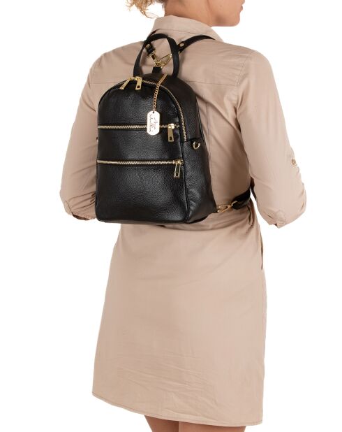 Sac à dos en Cuir Zeolla noir - 22x29x11 cm