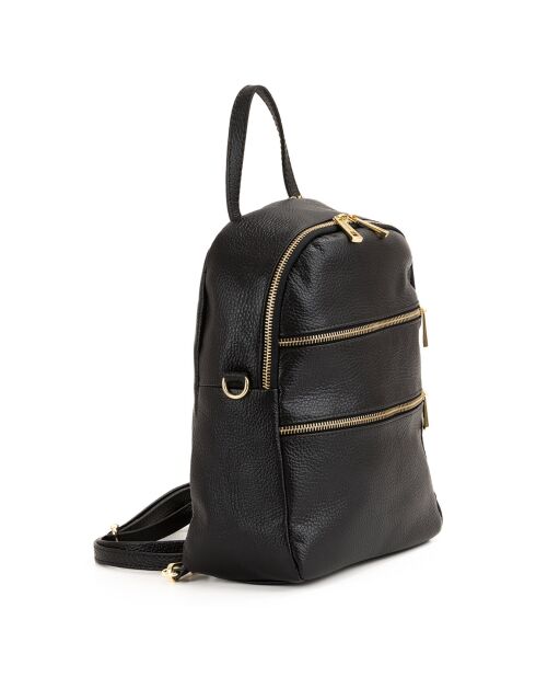 Sac à dos en Cuir Zeolla noir - 22x29x11 cm