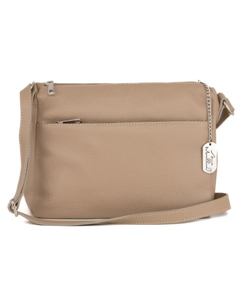 Bandolera Orlanda de piel color topo - 29x23x12 cm