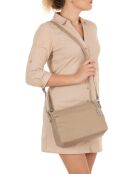 Orlanda Schultertasche aus taupefarbenem Leder - 29x23x12 cm