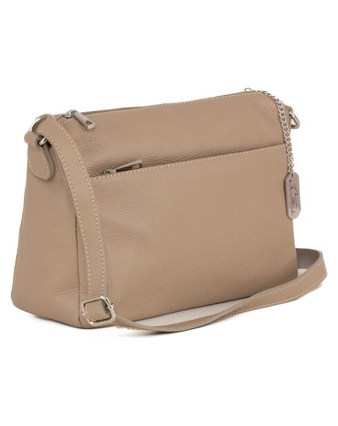 Bandolera Orlanda de piel color topo - 29x23x12 cm