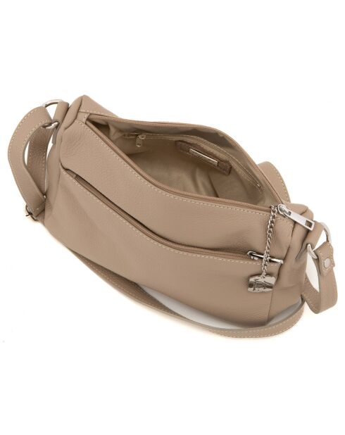 Bandolera Orlanda de piel color topo - 29x23x12 cm