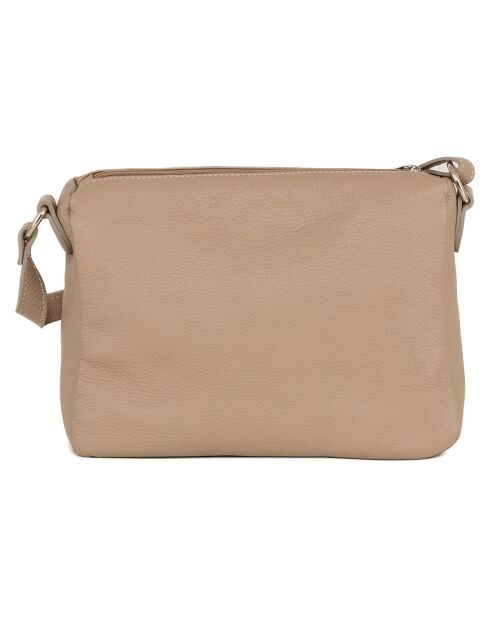 Bandolera Orlanda de piel color topo - 29x23x12 cm