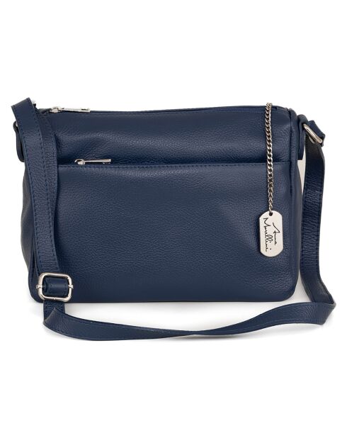 Orlanda Schultertasche aus Leder, 29 x 23 x 12 cm, Marineblau