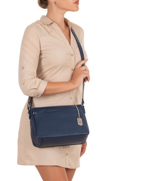 Orlanda Schultertasche aus Leder, 29 x 23 x 12 cm, Marineblau