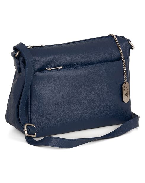 Orlanda Schultertasche aus Leder, 29 x 23 x 12 cm, Marineblau