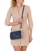 Matalia blauwe leren schoudertas - 22x17x9 cm