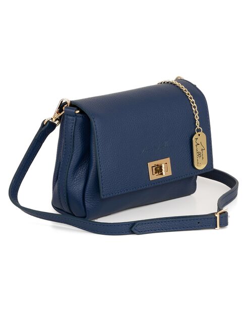 Matalia blauwe leren schoudertas - 22x17x9 cm