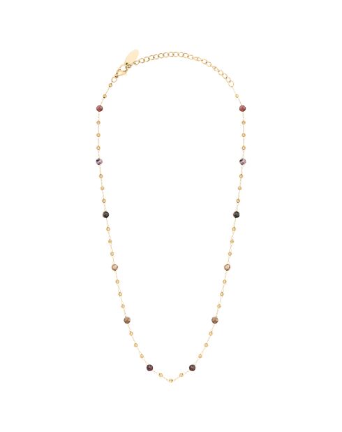 Collier en plaqué Or jaune & Rhodochrosite rose