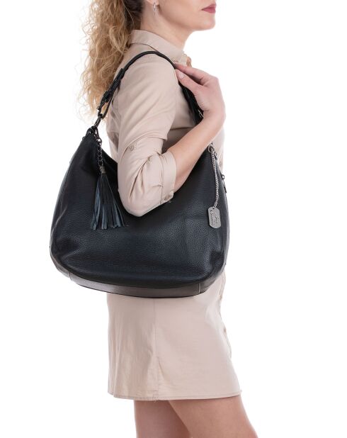 Bandolera Paolanna de piel negra - 34x32x14 cm