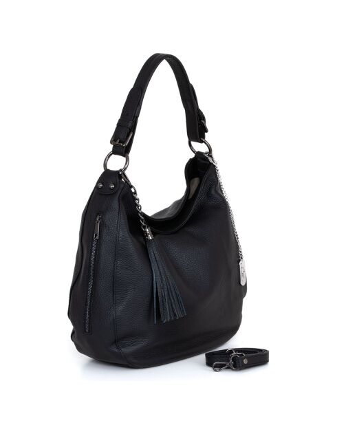 Bandolera Paolanna de piel negra - 34x32x14 cm