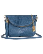 Lydia blauwe leren schoudertas - 22x18x2 cm