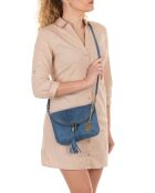 Lydia blauwe leren schoudertas - 22x18x2 cm