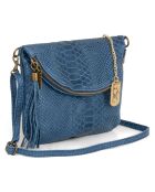 Lydia blauwe leren schoudertas - 22x18x2 cm