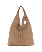 Bandolera Domenica de piel taupe - 40x31x2 cm