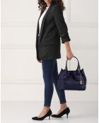 Eloisa marineblauwe leren handtas - 38x28x16 cm