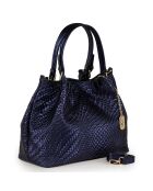 Eloisa marineblauwe leren handtas - 38x28x16 cm