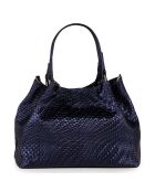 Eloisa marineblauwe leren handtas - 38x28x16 cm