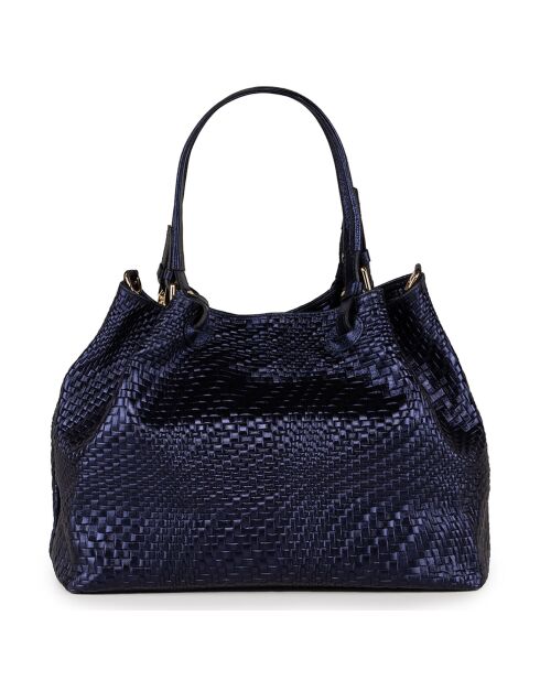 Eloisa marineblauwe leren handtas - 38x28x16 cm