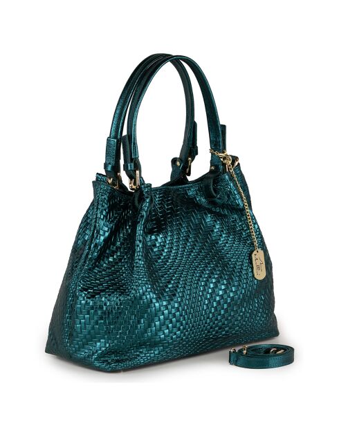 Grüne Eloisa Lederhandtasche - 38x28x16 cm