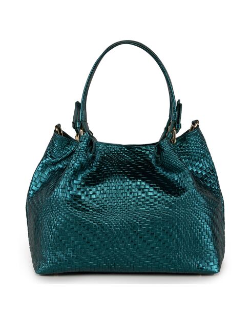 Grüne Eloisa Lederhandtasche - 38x28x16 cm