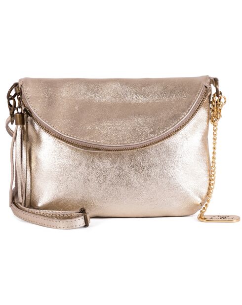 Beverly Platinum leren schoudertas - 22x18x2 cm