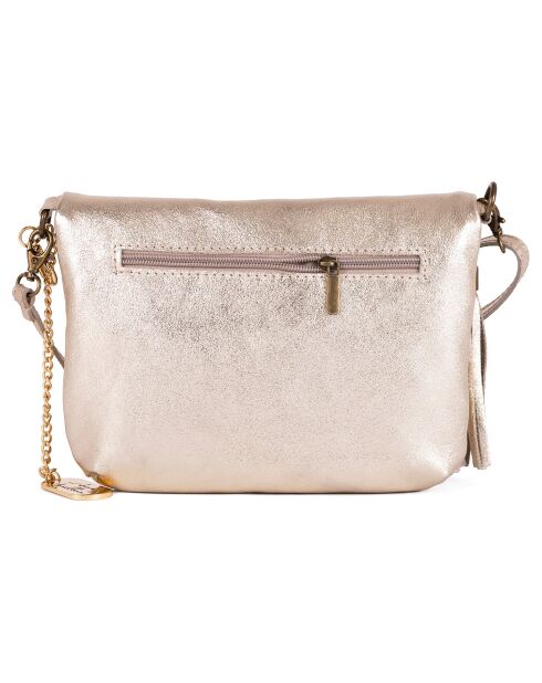 Beverly Platinum leren schoudertas - 22x18x2 cm