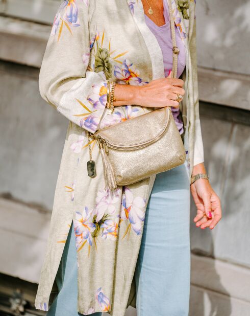 Beverly Platinum leren schoudertas - 22x18x2 cm