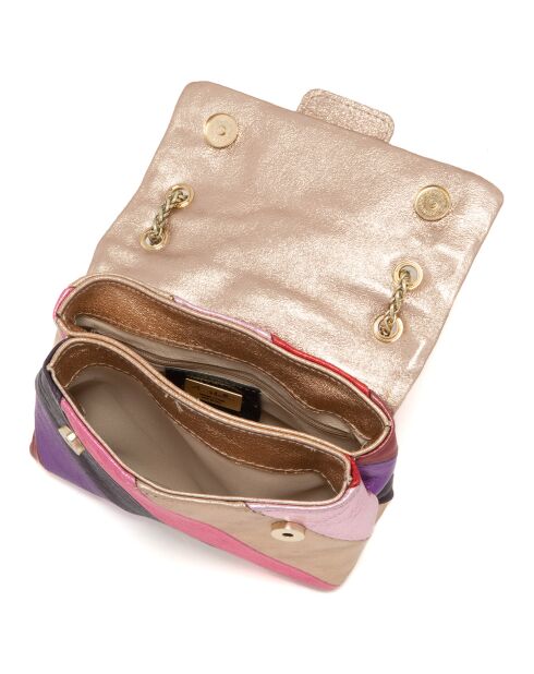 Bandolera Bettina de piel rosa - 22x19x8 cm