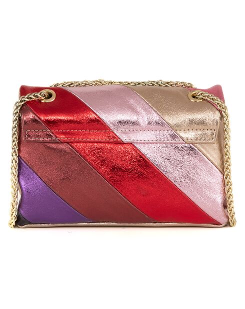 Bandolera Bettina de piel rosa - 22x19x8 cm