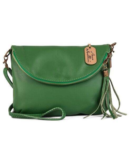 Alice groene leren schoudertas - 22x18x2 cm